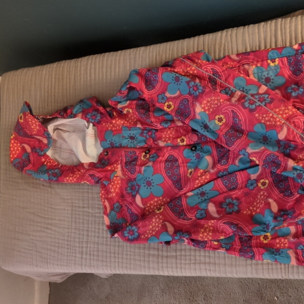 REI kids size 8 pink flower rain jacket
